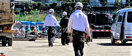 現場に集合して朝礼